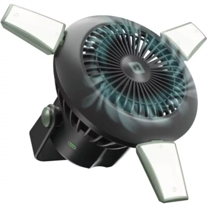 SBS Portable Fan with 4000mAh Power Bank, LED Light and Solar Charging