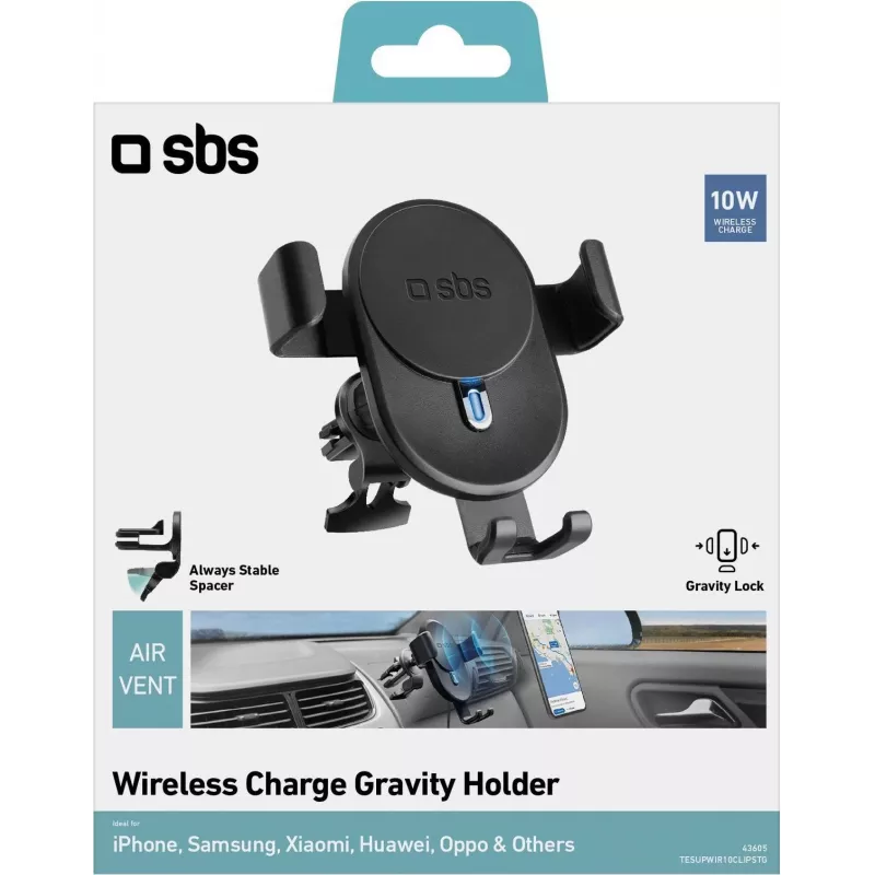 SBS TESUPWIR10CLIPSTG 10W Wireless Car Charger Holder - Black