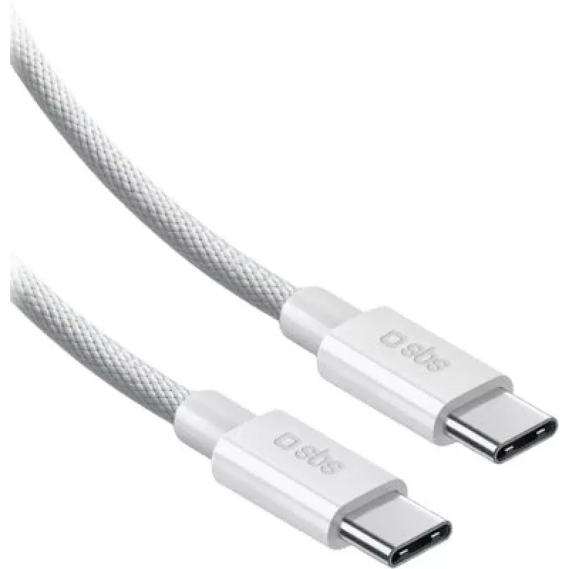 SBS USB-C to USB-C Nylon Braided Cable 2m 100W White