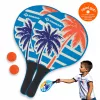 SCHILDKRÖT Beach Paddle Ball Set, 4-Piece, 2 Lacquered Wood Rackets, 2 Rubber Balls, 378 mm 970157