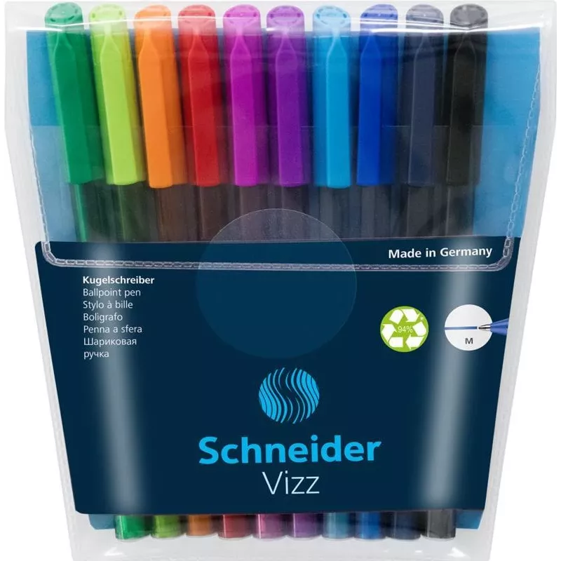 Schneider Vizz M Ballpoint Pen Set of 10 Assorted Colours Medium 102290