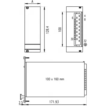 SCHROFF 21006945 3U 4HP Aluminum Front Panel, Natural Anodized, 2.5mm, for 19 inch Racks