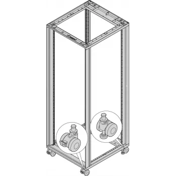 SCHROFF Caster Set with Leveling Feet, 400 kg Load Capacity, 60 mm Wheels, 4-Pack 27230068