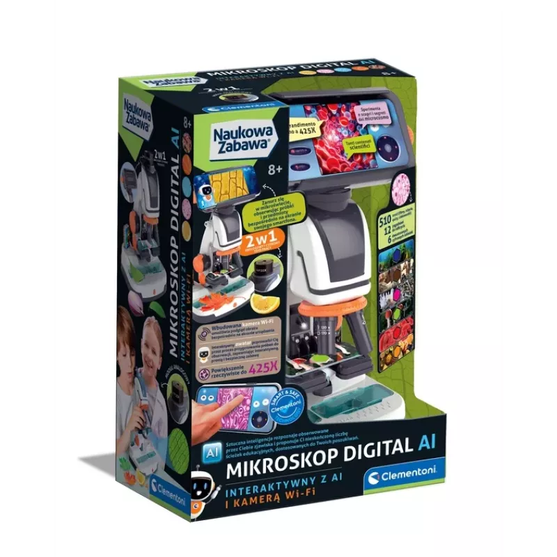 Scientific Fun Interactive Digital Microscope with AI and Wi-Fi Camera Clementoni 50406