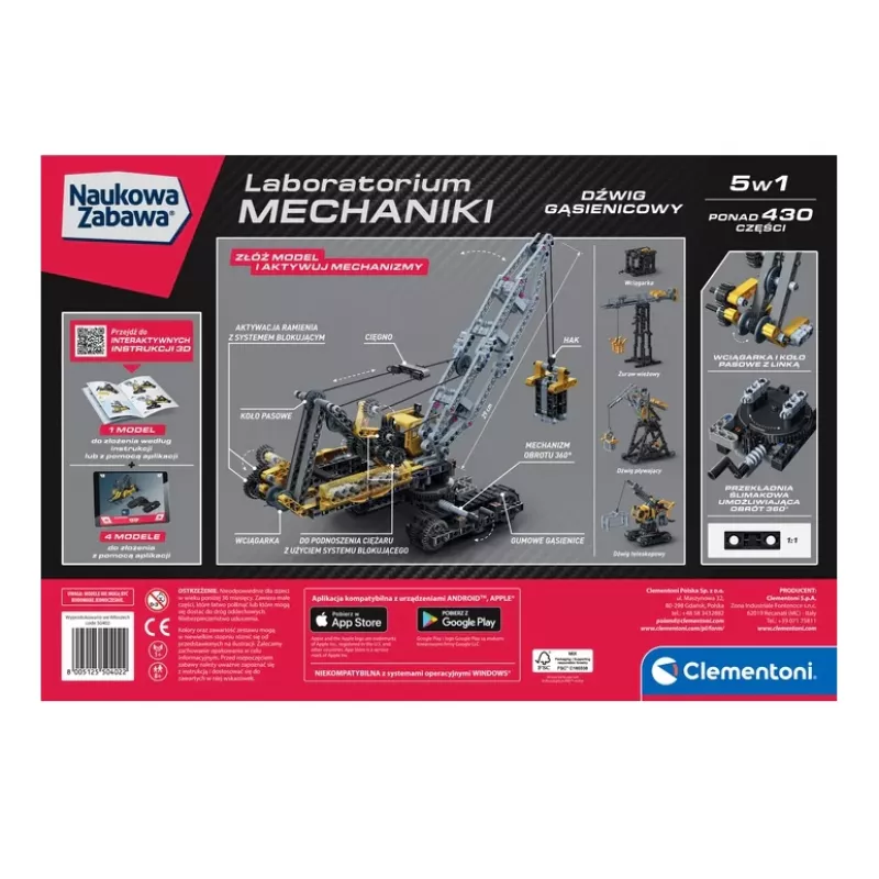 Scientific Fun Mechanics Laboratory Crawler Crane Clementoni 50402