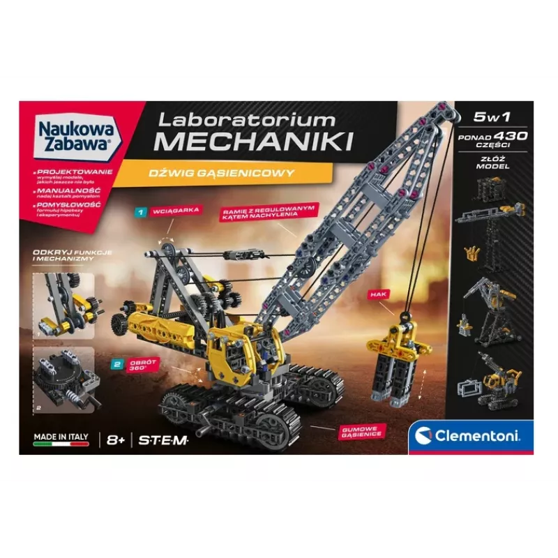 Scientific Fun Mechanics Laboratory Crawler Crane Clementoni 50402