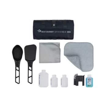Sea To Summit Camp Kitchen Tool Kit - Dishwashing Set with Silicone Scrubber, Microfiber Towel, and 50ml Wilderness Wash