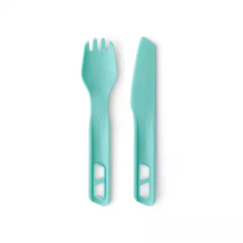 Sea To Summit Passage Cutlery Set Blue - 3-Piece Camping Cutlery Set (Fork, Spoon, Knife) - Glass-Reinforced Nylon - BPA-Free - Dishwasher Safe - Nestable Design with Mini Carabiner