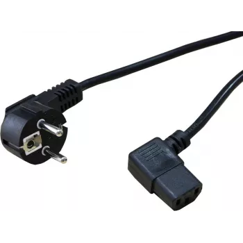 SECOMP STANDARD Power Cable with Angled IEC C13 Connector, CEE 7/7 to IEC C13, 1.8 m, Black S2307