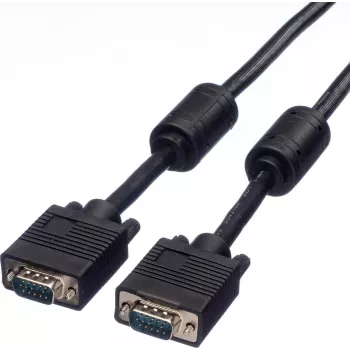 SECOMP STANDARD SVGA Cable HD15 with Ferrite, ST-ST, Black, 10 m (S3618)