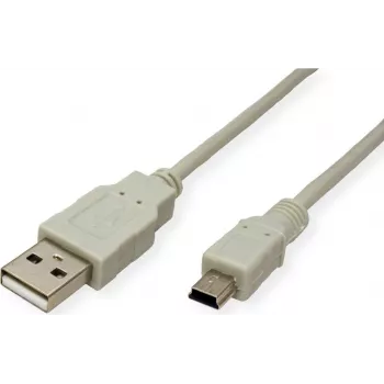 SECOMP STANDARD USB 2.0 Cable, Type A to 5-Pin Mini, Beige, 0.8 m (S3141)