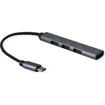 SECOMP STANDARD USB 2.0 Hub, USB-C Connection, 4x USB-A Ports (3x USB 2.0 + 1x USB 3.2 Gen1) (S3017)
