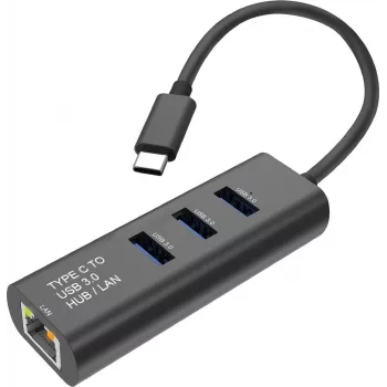 SECOMP STANDARD USB-C to Gigabit Ethernet Converter + 3-Port USB 3.0 Hub (S1431)