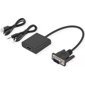 SECOMP STANDARD VGA + Audio to HDMI Adapter Cable, 0.23 m, Black S3211