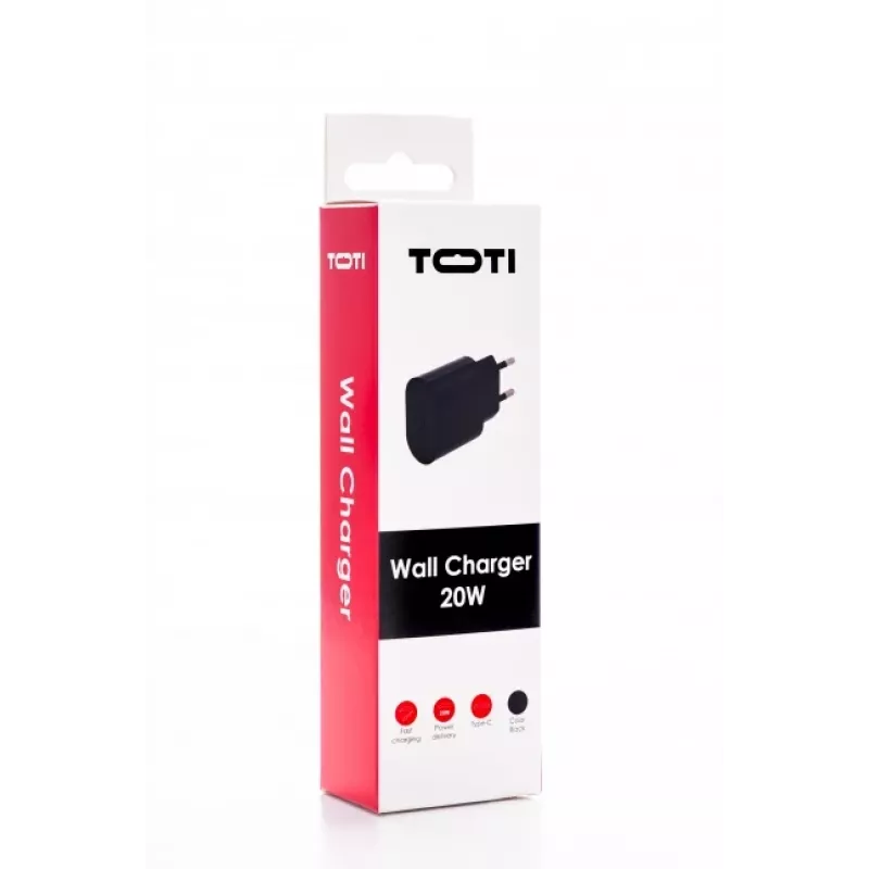 SEEK TOTI 20W USB-C PD Fast Wall Charger, Black