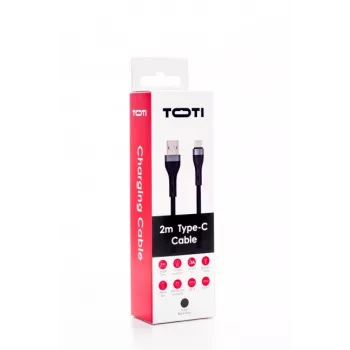 SEEK TOTI USB-A to USB-C Braided Cable 2m 3A Black