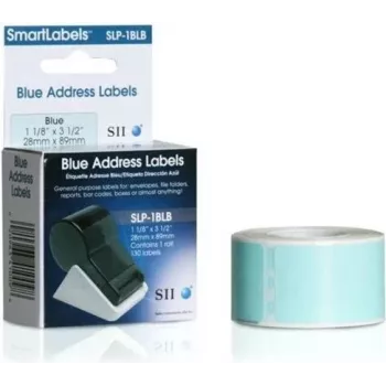 Seiko SLP-1BLB Blue Address Labels 28x89mm (130 Labels/Roll)
