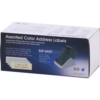 Seiko SLP-4AST Assorted Colour Address Labels - 28 x 89 mm, 520 Labels (4 Rolls of 130) for Smart Label Printer 420/425/430/440/450 16.06.2037