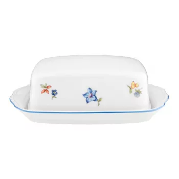 Seltmann Sonate Nostalgia Porcelain Butter Dish, White, Rectangular, Dishwasher & Microwave Safe