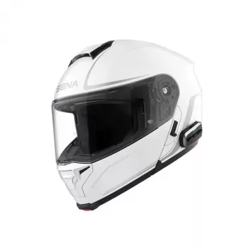 SENA OUTRUSH 2 Smart Modular Flip-Up Helmet with Mesh Intercom 2.0, Glossy White, XXL