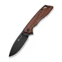 SENCUT Stratex Guibourtia Folding Knife with Drop Point Blade, Liner Lock, Flipper/Thumb Stud Opening, 9Cr18MoV Steel, Satin Finish, 3.46 inch Blade, 4.41 inch Closed, Pocket Clip