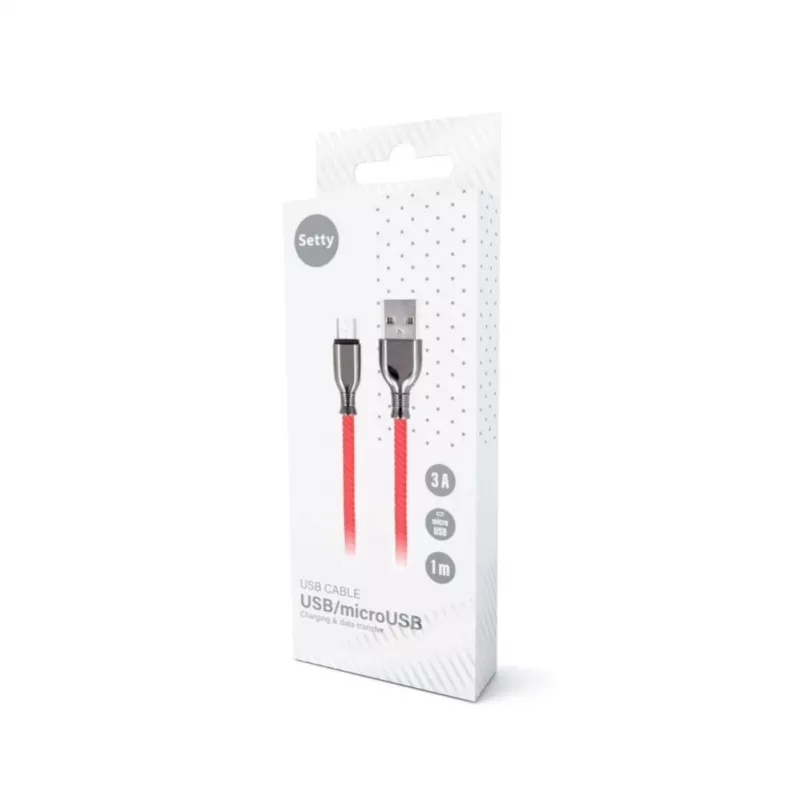 Setty USB-A to Micro-USB Cable 1.0 m 3A Fast Charging Red FC-M