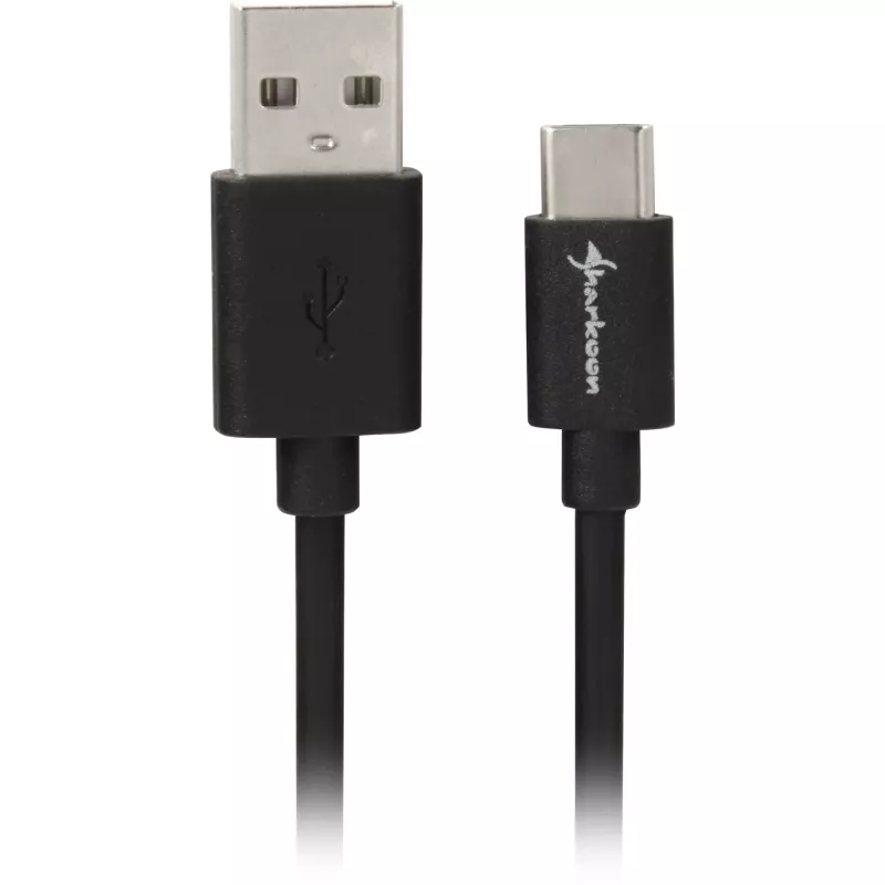 SHARKOON USB 2.0 Cable, USB-A Male to USB-C Male (Black, 2 m)