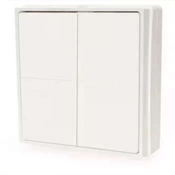Shelly Blu ZB Wall Switch 4 Smart Wireless 4-Button Wall Switch, Zigbee & Bluetooth, Battery-Powered, White Shelly_B_ZB_WS_4_SA