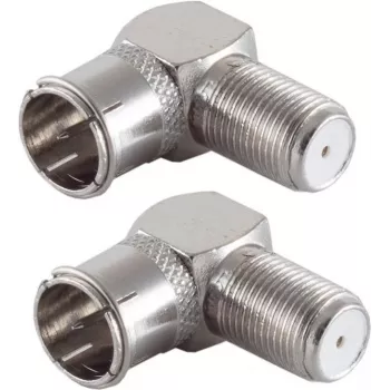 SHIVERPEAKS BASIC-S F-Quick Right-Angle Adapter Set, 2x F-Male to F-Female, 75 Ohm, Nickel-Plated BS15-300414