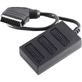 shiverpeaks BASIC-S Scart Splitter Cable, 1x Scart Male to 3x Scart Female, 0.5 m, Fully Wired, Black (BS94051)