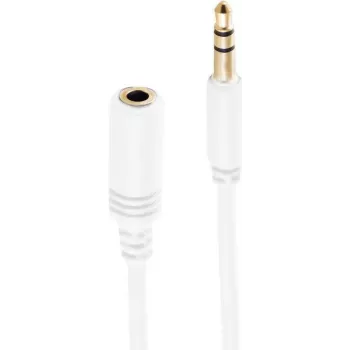 SHIVERPEAKS BASIC-S Super Slim 3.5mm Stereo Audio Extension Cable, Male to Female, Gold-Plated, White, 1.5m (BS33982-W)