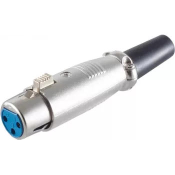 SHIVERPEAKS BASIC-S XLR Female Coupler with Strain Relief, 3-Pin, Nickel-Plated Zinc Diecast, Solder Termination, BS55020