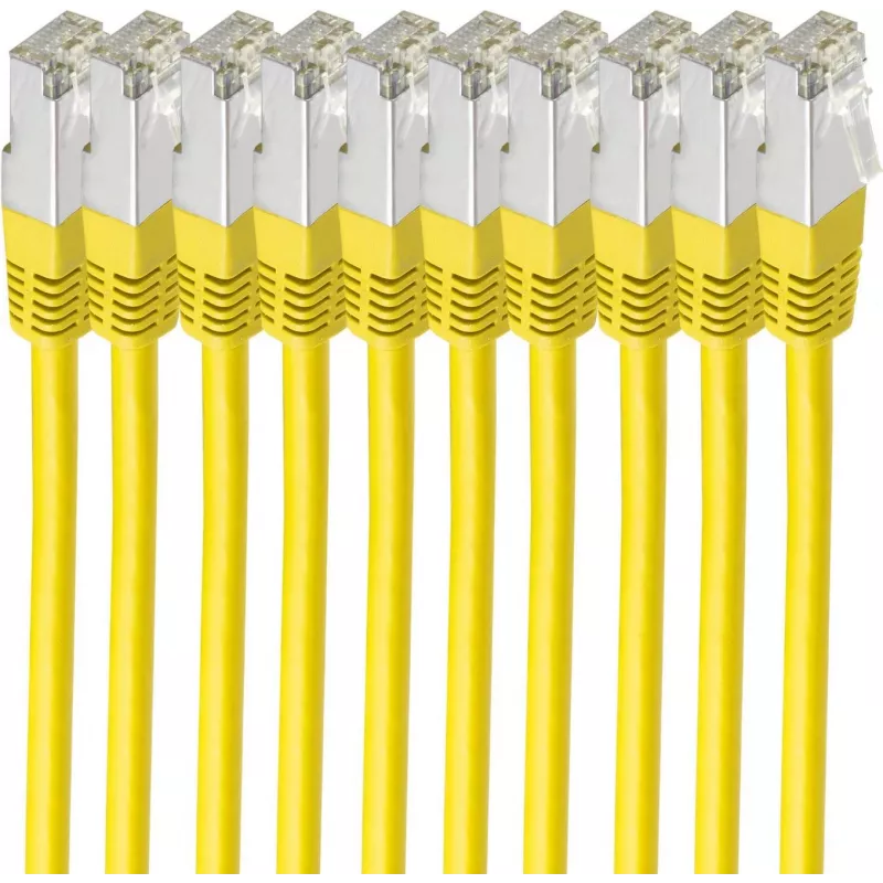 SHIVERPEAKS BS75711-HY-SET-10 Cat6 S/FTP Patch Cable, 1 m, Gold-Plated RJ45, Black