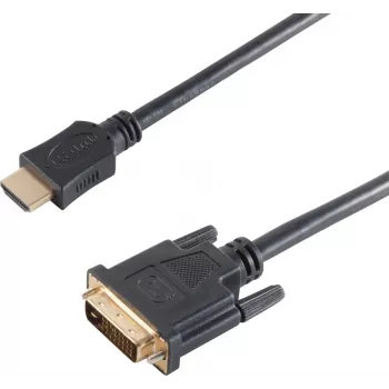 SHIVERPEAKS BS77481 HDMI Type A Male to DVI-D Male Video Cable Adapter, 1.5 m, Black, Gold-Plated, Triple Shielded, Supports 1920x1200