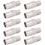SHIVERPEAKS BS85322-SET10 IEC Male to F Female Coaxial Adapter, 10-Pack, Silver