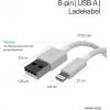 SHIVERPEAKS Flexline USB Charge & Sync Cable, USB-A to 8-Pin (Lightning), 2.0, ABS, White, 1.5m (FL31-12042)