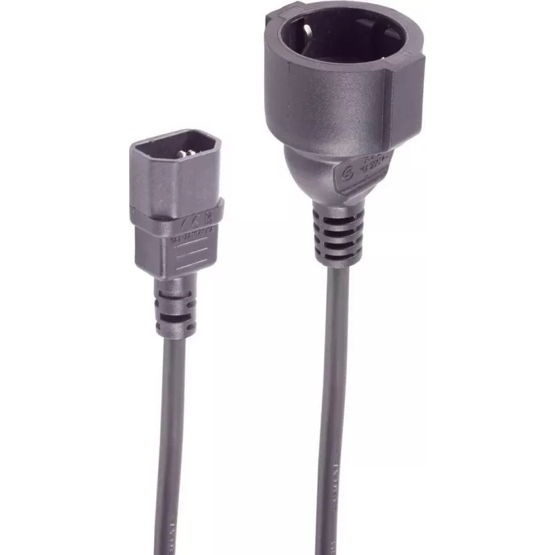 SHIVERPEAKS IEC C14 to CEE 7/3 Schuko Power Adapter Cable, 3m, 1mm², 10A, Black, for UPS BS09-07045