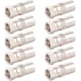 SHIVERPEAKS IEC Female to F-Type Male Coaxial Adapter, 10-Pack, 75 Ohm, Silver BS85321-SET10