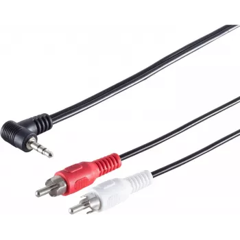 SHIVERPEAKS S/CONN maximum connectivity 3.5mm Stereo Angled Jack to 2 RCA Audio Cable, 1.5m, Gold-Plated, Double Shielded 30842