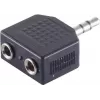 ShiverPeaks S/CONN maximum connectivity 3.5mm Stereo Jack Splitter Adapter, 1 Male to 2 Female, Nickel-Plated, Black (57080)