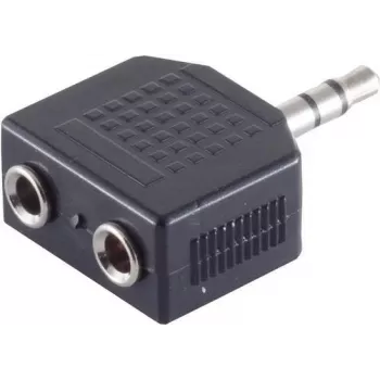 ShiverPeaks S/CONN maximum connectivity 3.5mm Stereo Jack Splitter Adapter, 1 Male to 2 Female, Nickel-Plated, Black (57080)