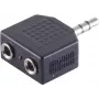 ShiverPeaks S/CONN maximum connectivity 3.5mm Stereo Jack Splitter Adapter, 1 Male to 2 Female, Nickel-Plated, Black (57080)