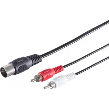 SHIVERPEAKS S/CONN maximum connectivity DIN 5-Pin Male to 2x RCA Male Audio Adapter Cable, 1.5 m, Black 10302