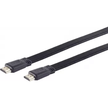 ShiverPeaks S/CONN maximum connectivity Flat HDMI Cable, HDMI Type A Male to HDMI Type A Male, Gold-Plated Contacts, 4K Ultra HD, 3D, HEAC, 3.0 m, Black 77473-FLAT