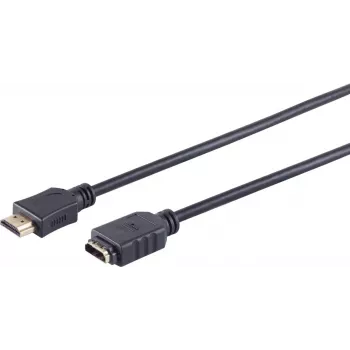 SHIVERPEAKS S/CONN maximum connectivity HDMI Extension Cable 2.0m - HDMI Type A Male to Female, Gold-Plated Contacts, Ultra HD 4K, 3D, HEAC, Ethernet, ARC, CEC, High Speed with Ethernet, Black 77479-2.0