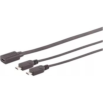 SHIVERPEAKS S/CONN maximum connectivity USB-C Female to 2x USB Micro-B Male Y-Splitter Adapter Cable, USB 2.0, 0.3m, Black 13-20021