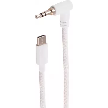 SHIVERPEAKS USB-C Audio Cable, 3.5mm Angled Plug, TRS, White, 1.2m (BS14-06126)