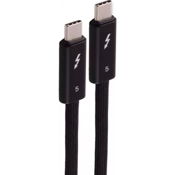 SHIVERPEAKS USB-C to USB-C Thunderbolt 5 UltraFlex Cable, 240W, 2m, Black BS13-75035