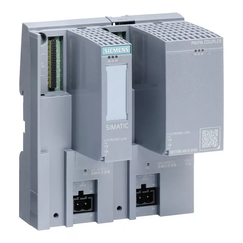 SIEMENS SIMATIC PN/PN Coupler 6ES7158-3AD10-0XA0 PROFINET IO Coupler, 2x RJ45, 100 Mbit/s, 24V DC, DIN Rail