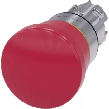 Siemens SIRIUS ACT Emergency Stop Pushbutton, Mushroom Head, Pull-to-Release, Metal Front Ring, Red, 22mm Mount, 3SU1050-1HA20-0AA0